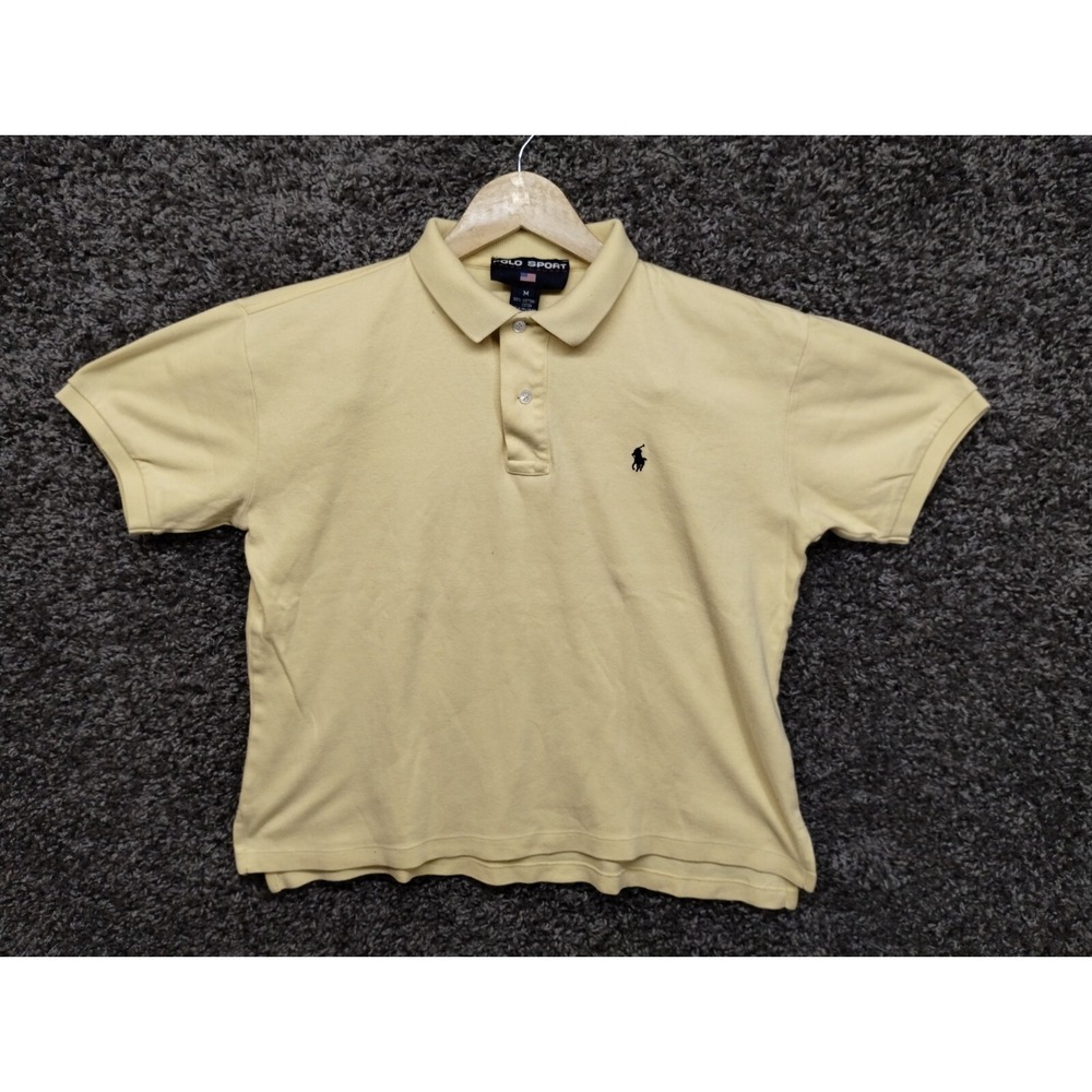 Ralph Lauren Polo Sport Shirt‎ Women Medium Yellow Golf Cotton Short Sleeve